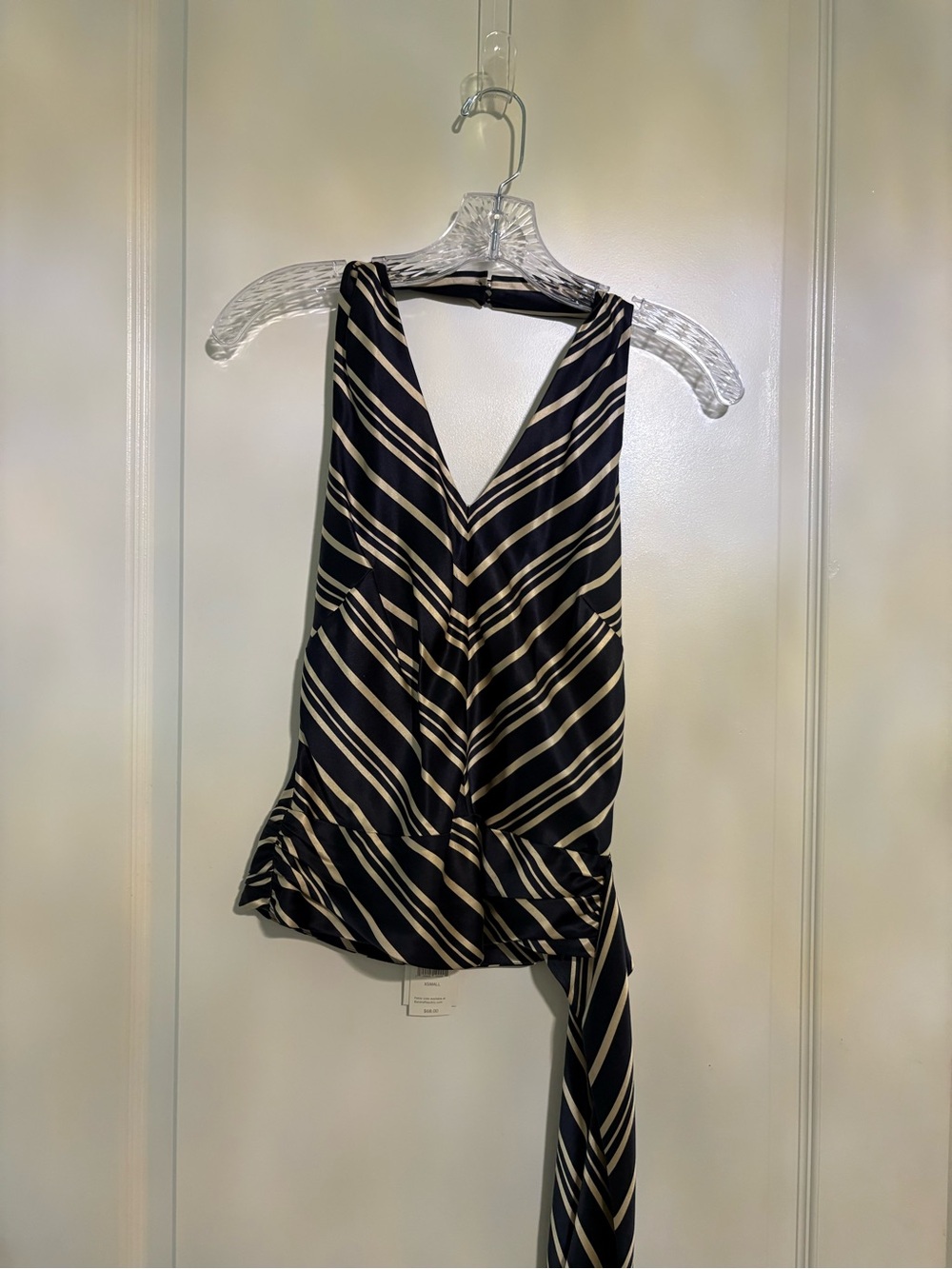 Banana Republic One-Shoulder Striped Dress in Navy and Cream